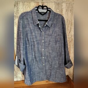 Tommy Hilfiger Blue Button Down Shirt Classic Design